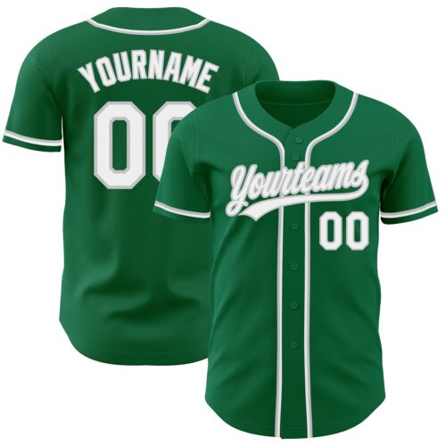 KellyGreen0341 Custom Kelly Green White-Gray Authentic Baseball Jersey