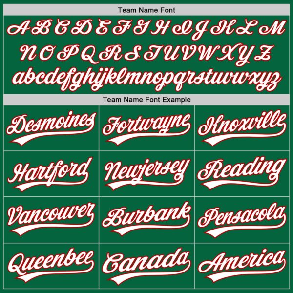 Custom Kelly Green White-Red Authentic Baseball Jersey