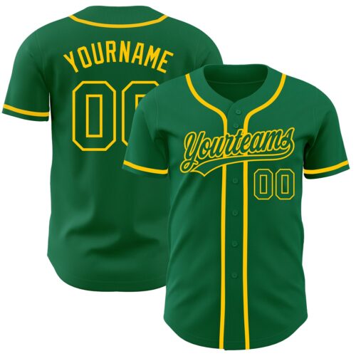 KellyGreen0346 Custom Kelly Green Kelly Green-Gold Authentic Baseball Jersey