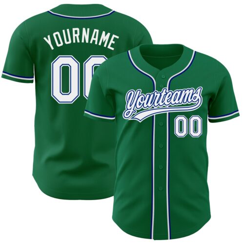 KellyGreen0352 Custom Kelly Green White-Royal Authentic Baseball Jersey