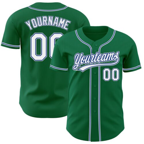 KellyGreen0353 Custom Kelly Green White Royal-Gray Authentic Baseball Jersey