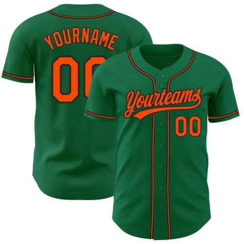 KellyGreen0356 Custom Kelly Green Orange-Black Authentic Baseball Jersey