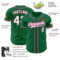 Custom Kelly Green White-Pink Authentic Baseball Jersey