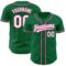 Custom Kelly Green White-Pink Authentic Baseball Jersey