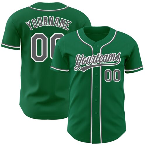 KellyGreen0364 Custom Kelly Green Steel Gray-White Authentic Baseball Jersey