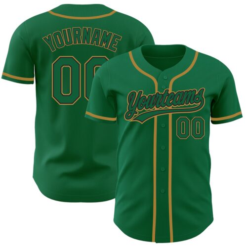 KellyGreen0365 Custom Kelly Green Kelly Green Black-Old Gold Authentic Baseball Jersey
