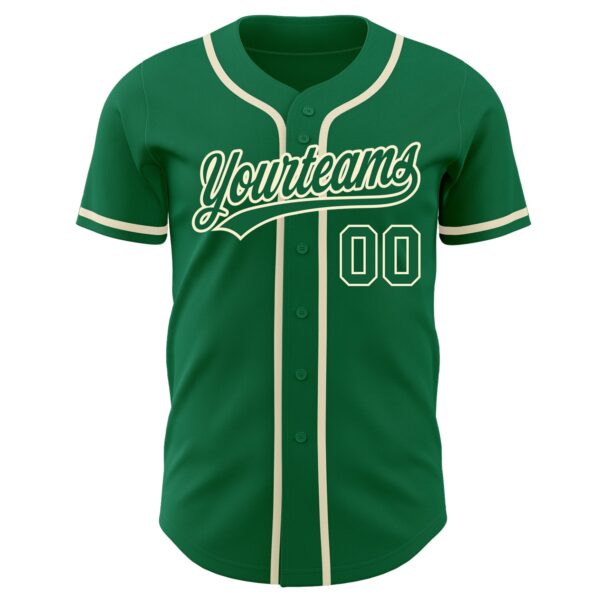 Custom Kelly Green Kelly Green-Cream Authentic Baseball Jersey