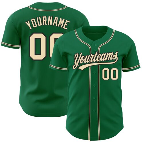 KellyGreen0367 Custom Kelly Green City Cream-Black Authentic Baseball Jersey