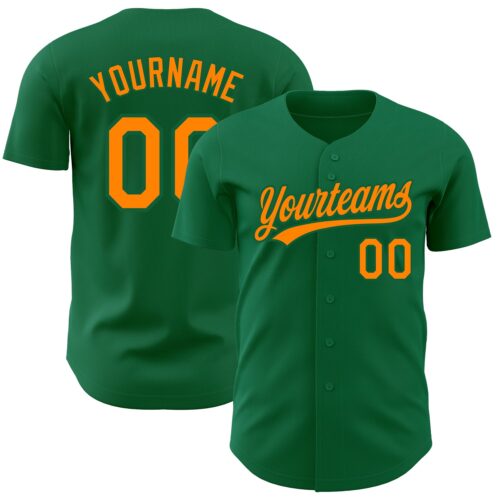 KellyGreen0368 Custom Kelly Green Bay Orange Authentic Baseball Jersey