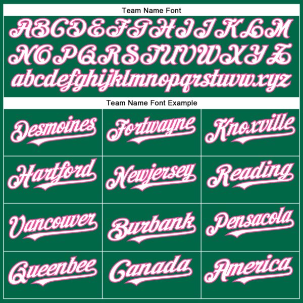 Custom Kelly Green White-Pink Authentic Baseball Jersey