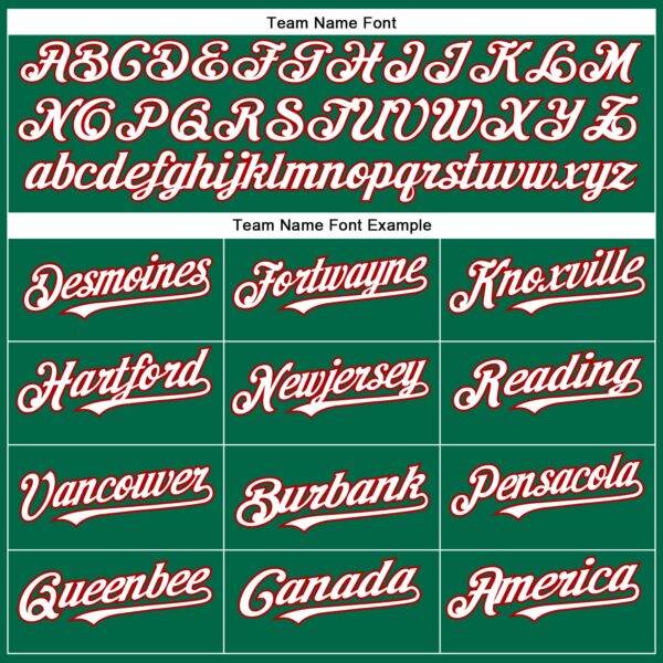 Custom Kelly Green White-Red Authentic Baseball Jersey