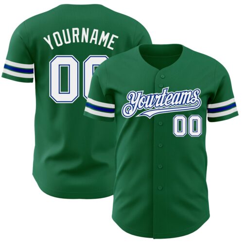 KellyGreen0504 Custom Kelly Green White-Royal Authentic Baseball Jersey