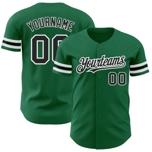 KellyGreen0507 Custom Kelly Green Black-White Authentic Baseball Jersey
