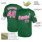 Custom Kelly Green Pink-White Mesh Authentic Throwback Baseball Jersey