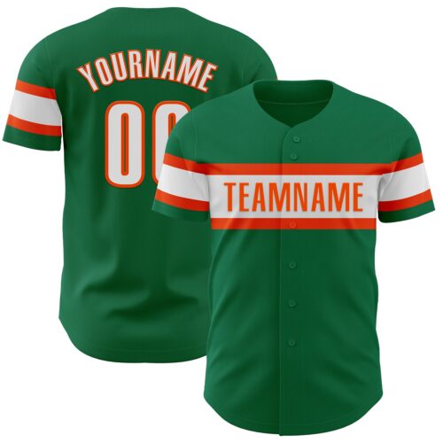 KellyGreen0586 Custom Kelly Green White-Orange Authentic Baseball Jersey
