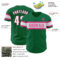 Custom Kelly Green White-Pink Authentic Baseball Jersey