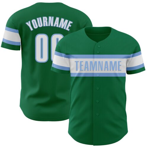 KellyGreen0588 Custom Kelly Green White-Light Blue Authentic Baseball Jersey