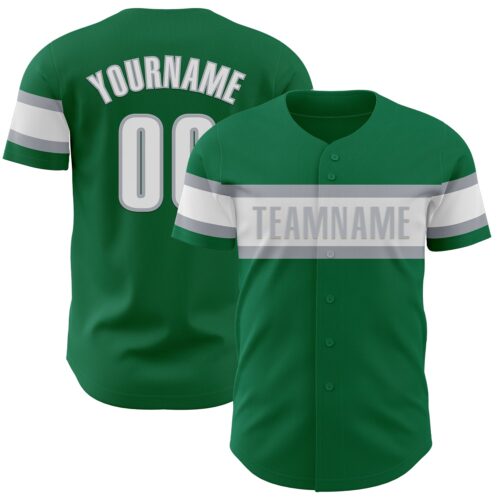 KellyGreen0589 Custom Kelly Green White-Gray Authentic Baseball Jersey