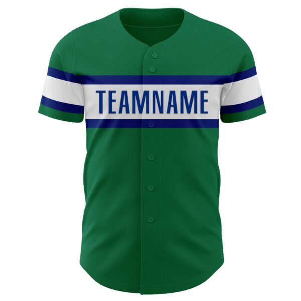 Custom Kelly Green White-Royal Authentic Baseball Jersey