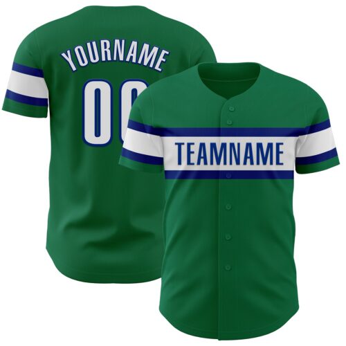 KellyGreen0592 Custom Kelly Green White-Royal Authentic Baseball Jersey