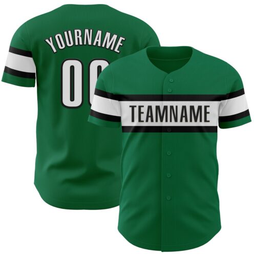 KellyGreen0595 Custom Kelly Green White-Black Authentic Baseball Jersey