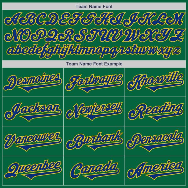 Custom Kelly Green Royal-Yellow Authentic Baseball Jersey