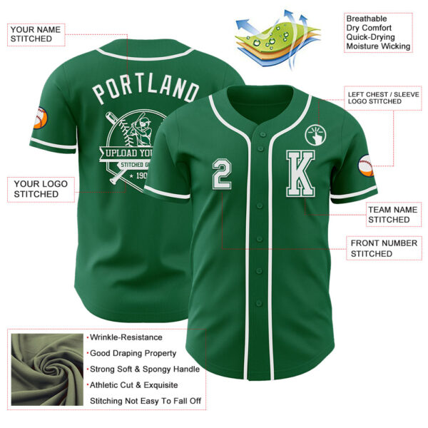 Custom Kelly Green White Authentic Baseball Jersey