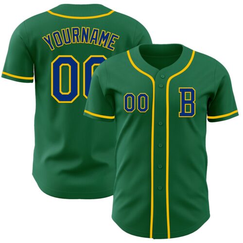 KellyGreen0708_ae0a7822-e28f-424d-b59d-74183a847488 Custom Kelly Green Royal-Yellow Authentic Baseball Jersey