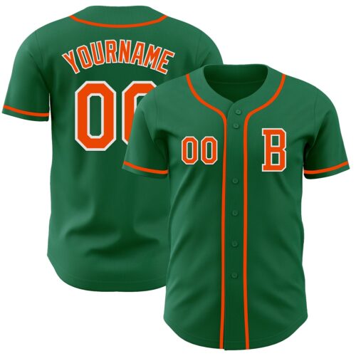 KellyGreen0709_5758ac90-70e2-47f5-b619-36aa143fb13d Custom Kelly Green Orange-White Authentic Baseball Jersey