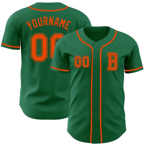 KellyGreen0710_5df6a7c6-334b-491f-8c20-25944fcfd736 Custom Kelly Green Orange Authentic Baseball Jersey