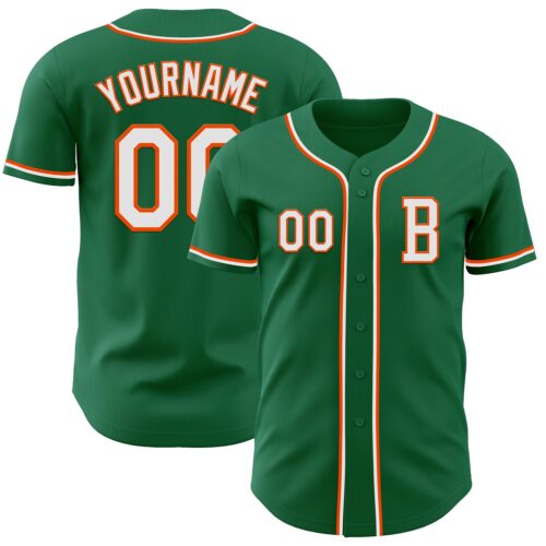 KellyGreen0711_0dbeee46-c4ce-47c7-9df9-74b7b10c9933 Custom Kelly Green White-Orange Authentic Baseball Jersey