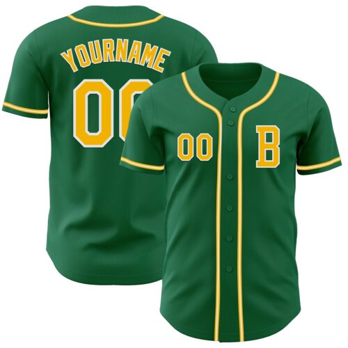 KellyGreen0719_528164c7-04c0-40d1-9c9e-916a6498e484 Custom Kelly Green Gold-White Authentic Baseball Jersey
