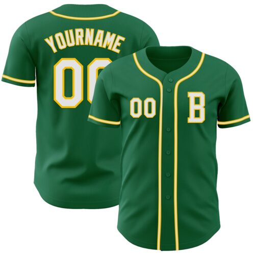 KellyGreen0720_a7979a59-d497-4f37-becf-25178a1632f0 Custom Kelly Green White-Yellow Authentic Baseball Jersey