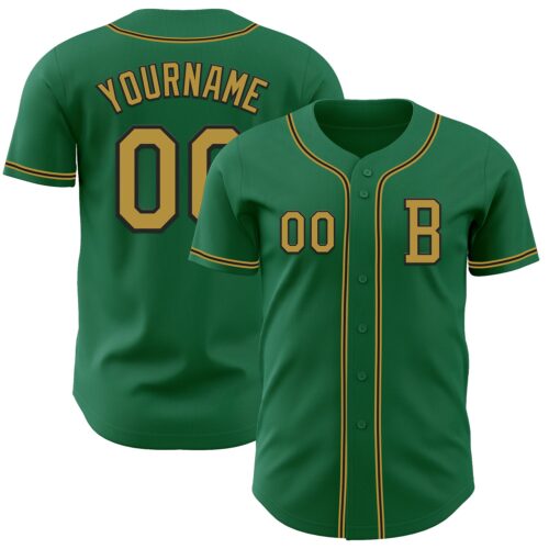 KellyGreen0724_e6f84084-d5d2-46b3-a1cb-e2e85ff213c1 Custom Kelly Green Old Gold-Black Authentic Baseball Jersey