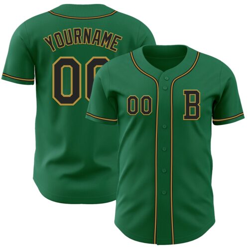 KellyGreen0725_da772da9-15e6-407f-8c3d-2e95e9a78967 Custom Kelly Green Black-Old Gold Authentic Baseball Jersey