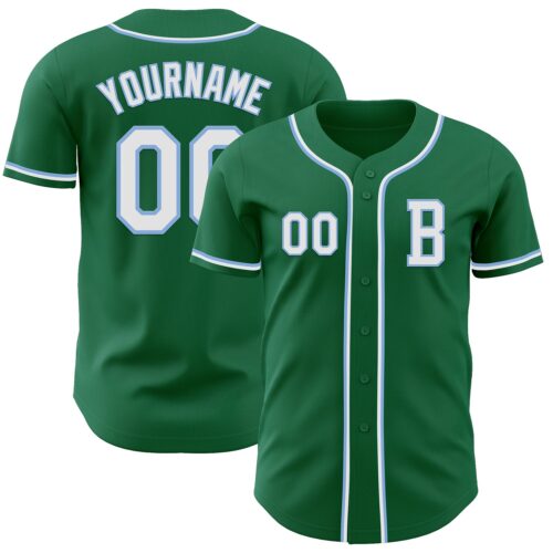 KellyGreen0728_cd1e202d-35b6-4a36-919f-7b7d4dfee8d2 Custom Kelly Green White-Light Blue Authentic Baseball Jersey