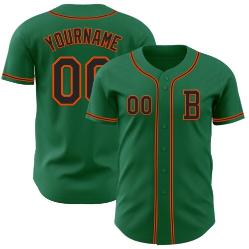 KellyGreen0733_316b353f-a8c7-44cc-967a-6851eeb02258 Custom Kelly Green Black-Orange Authentic Baseball Jersey