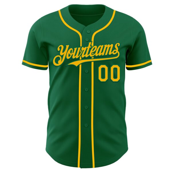 Custom Kelly Green Gold Authentic Baseball Jersey