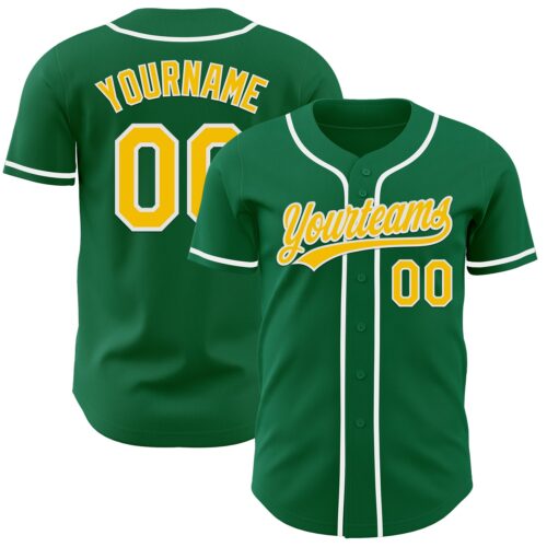 KellyGreen0767_cb5a115f-b1aa-44c3-92f1-1f71fe57493c Custom Kelly Green Yellow-White Authentic Baseball Jersey