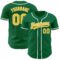 Custom Kelly Green Yellow-White Authentic Baseball Jersey