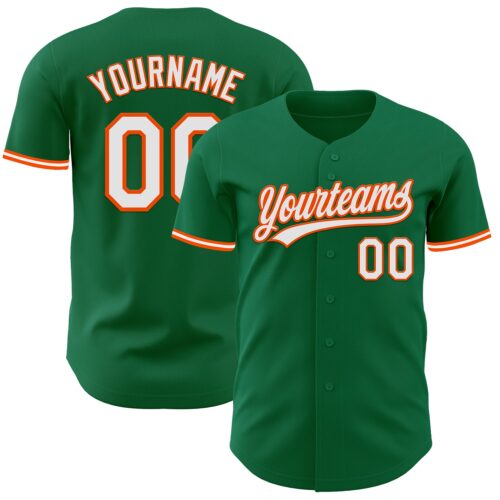 KellyGreen0768_afc31747-eb93-446a-a8c5-abd8ac365bd2 Custom Kelly Green White-Orange Authentic Baseball Jersey