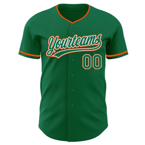 Custom Kelly Green White-Orange Authentic Baseball Jersey