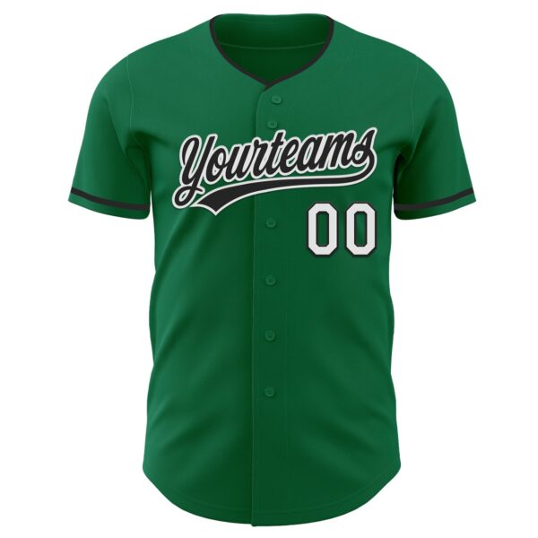 Custom Kelly Green Black-White Authentic Baseball Jersey