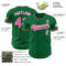 Custom Kelly Green Pink-White Authentic Baseball Jersey