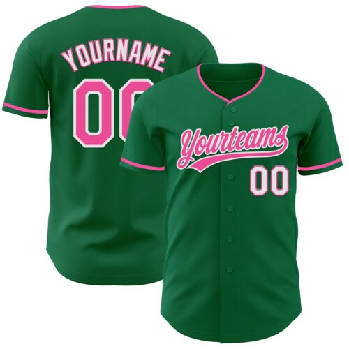KellyGreen0773_1fb7d24e-bb41-464e-b98a-bbc0597b3d52 Custom Kelly Green Pink-White Authentic Baseball Jersey