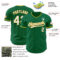 Custom Kelly Green White-Gold Authentic Baseball Jersey