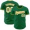 Custom Kelly Green White-Gold Authentic Baseball Jersey
