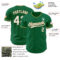 Custom Kelly Green White-Old Gold Authentic Baseball Jersey