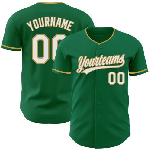 KellyGreen0776_d38fef2e-2190-4732-b0fc-d25cd2bef7f5 Custom Kelly Green White-Old Gold Authentic Baseball Jersey