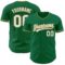 Custom Kelly Green White-Old Gold Authentic Baseball Jersey